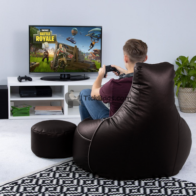 Elite Gaming Leather Bean-Bag Sofa with Stool - Image 4