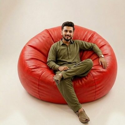 Leather Gigantic Beanbag with footrest - Image 4