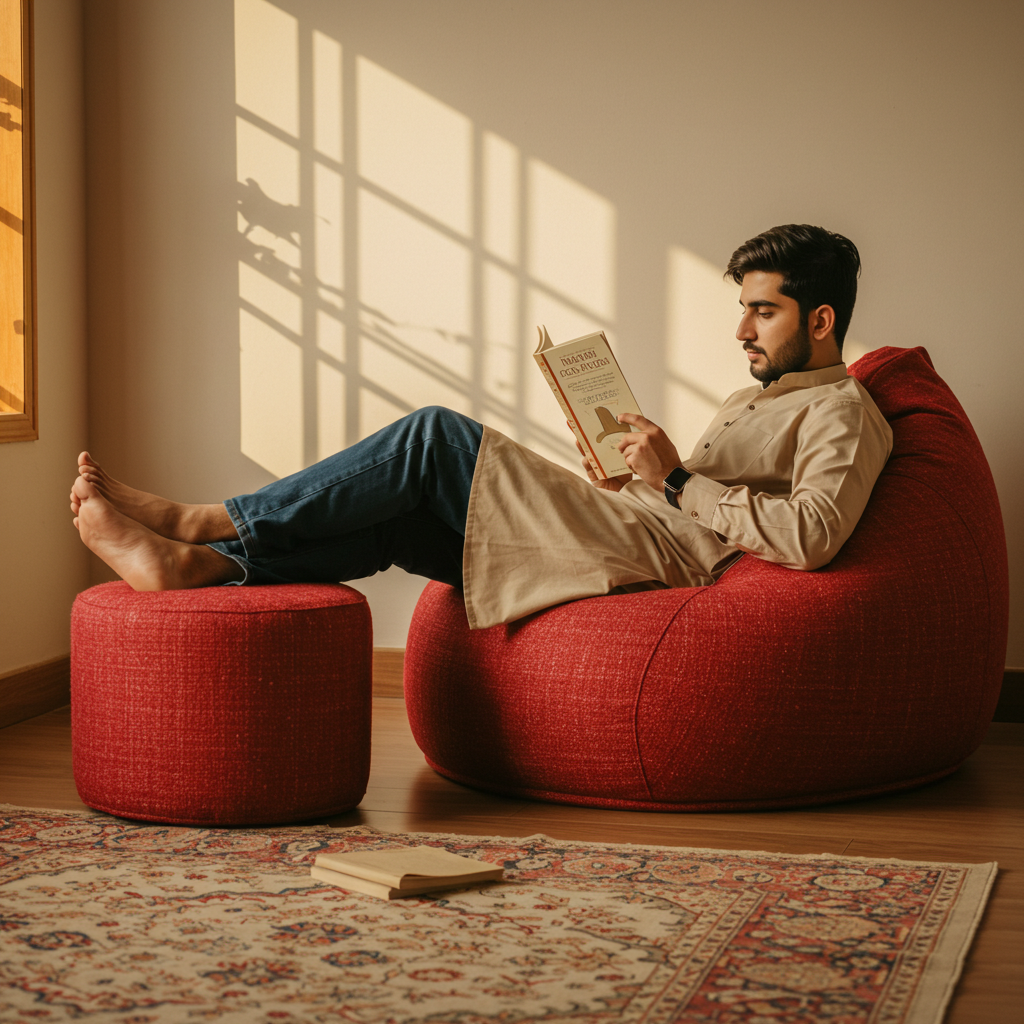 JuteComfort Bean Bag with Footstool - Image 8