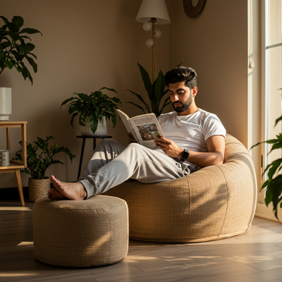 JuteComfort Bean Bag with Footstool - Image 6