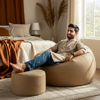 JuteComfort Bean Bag with Footstool - Image 7