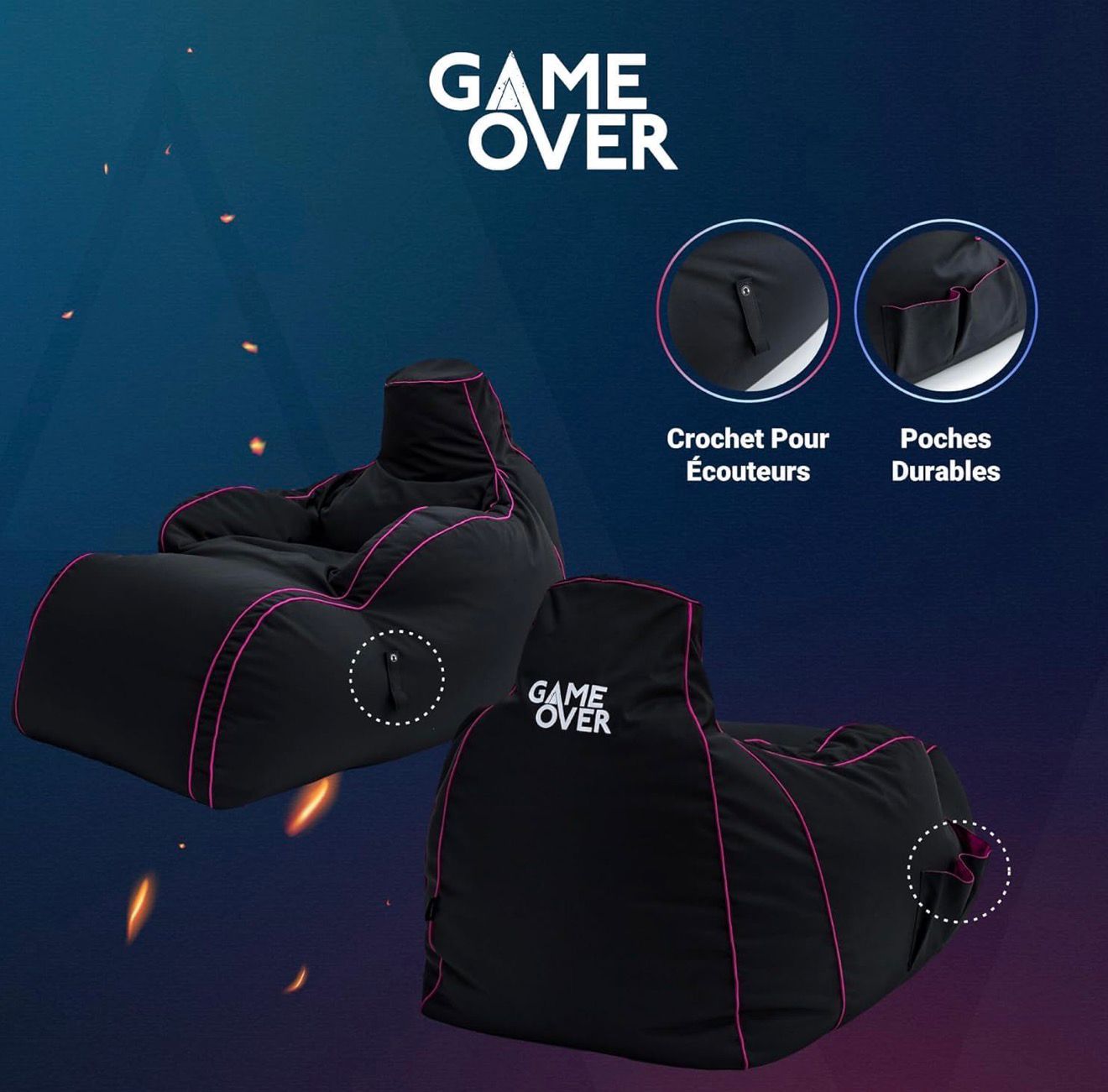 GAME OVER Gaming Bean Bag Chair