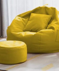 Alternative view of Cozy Modern Faux-Leather Bean Bag Chair + Ottoman Set