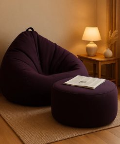 Alternative view of Nature's Nest Jute Bean Bag with Free Foot Stool