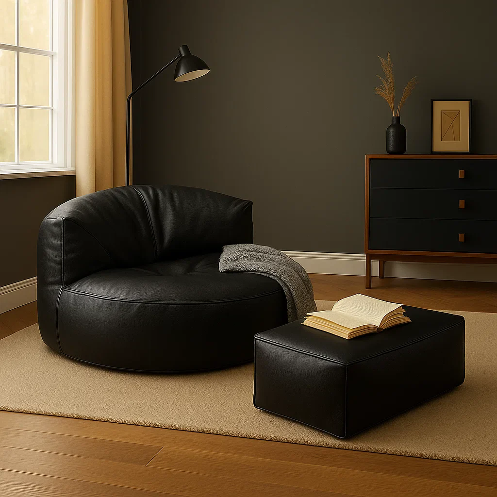 Loaf Leatherite Bean Bag with Footrest - Image 2