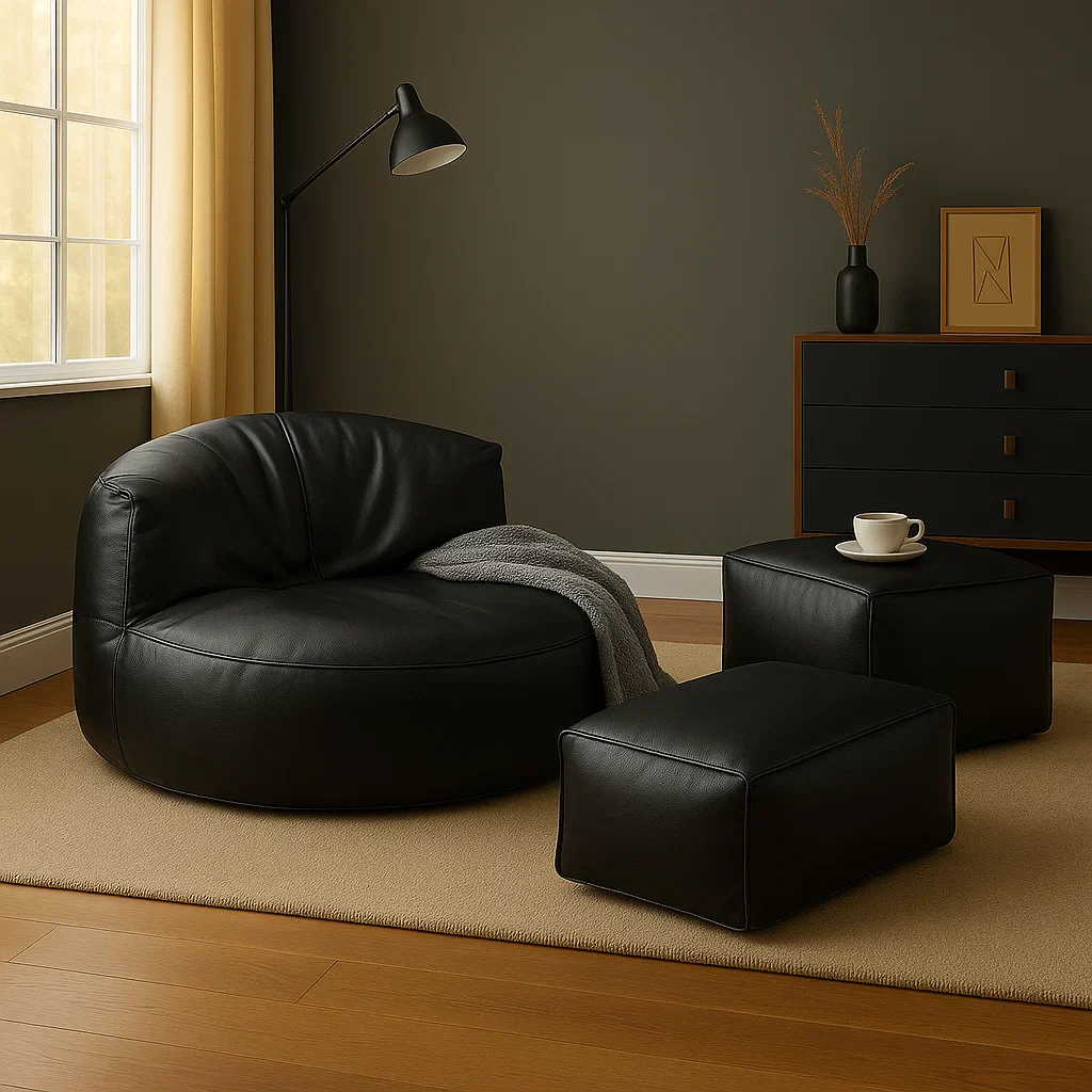 Loaf Leatherite Bean Bag with Footrest - Image 3
