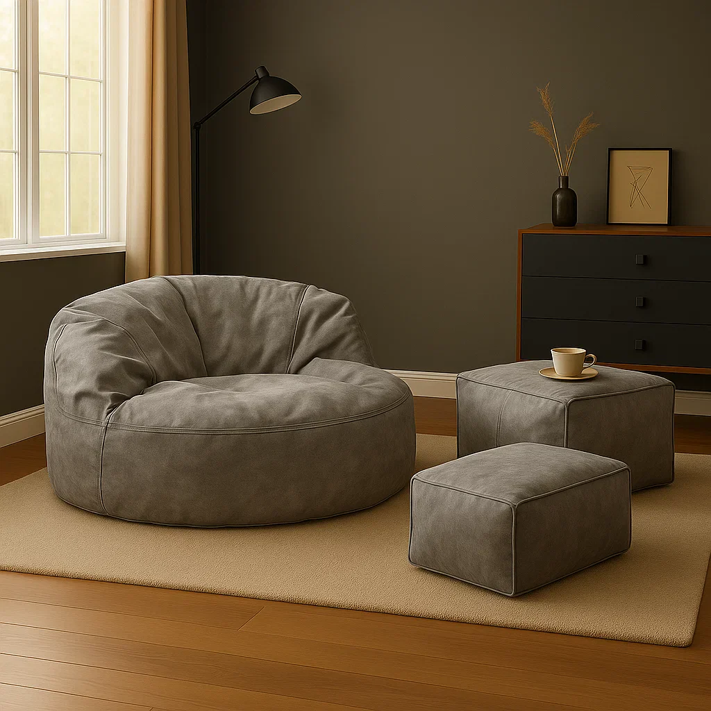 Loaf Leatherite Bean Bag with Footrest - Image 6