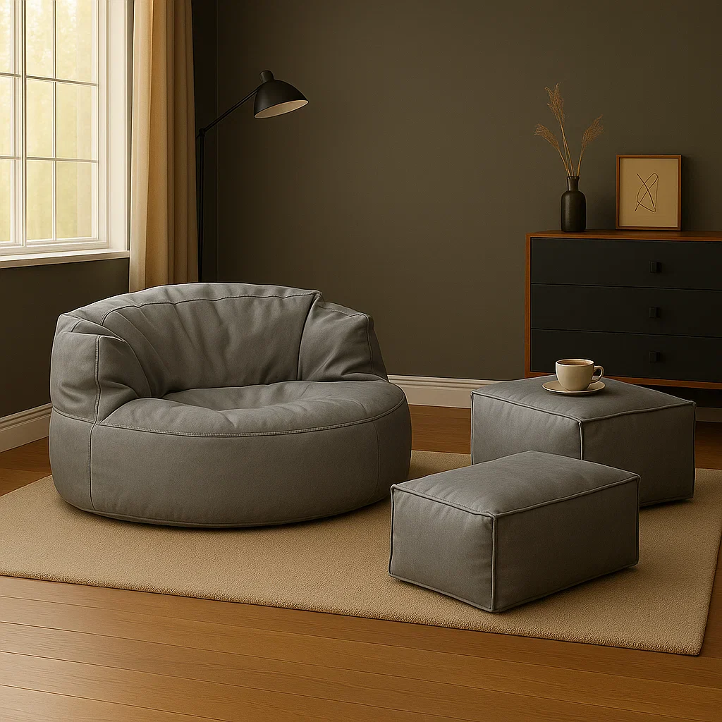 Loaf Leatherite Bean Bag with Footrest - Image 7