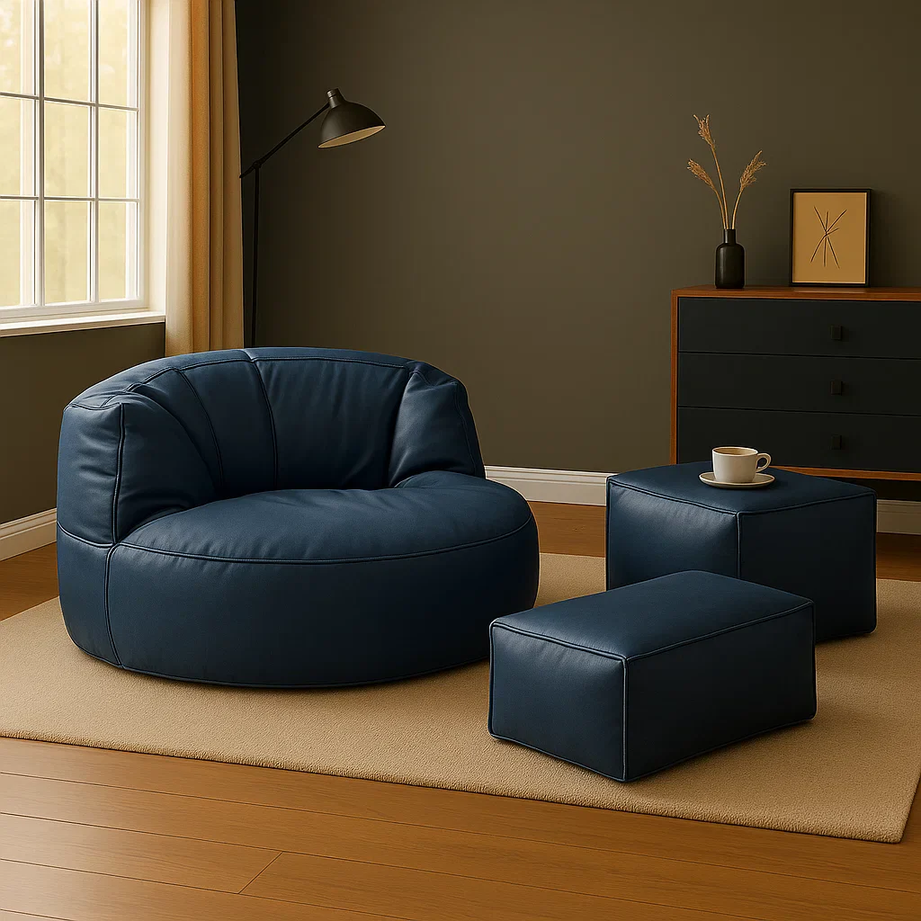 Loaf Leatherite Bean Bag with Footrest - Image 9