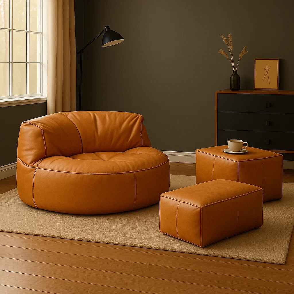 Loaf Leatherite Bean Bag with Footrest - Image 12