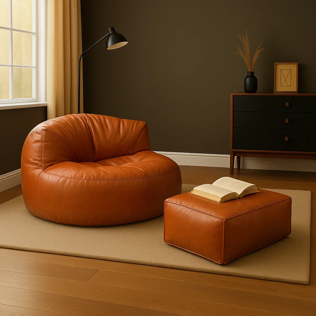 Loaf Leatherite Bean Bag with Footrest - Image 14