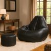 Set of Leather Cone Bean Bag with Stool