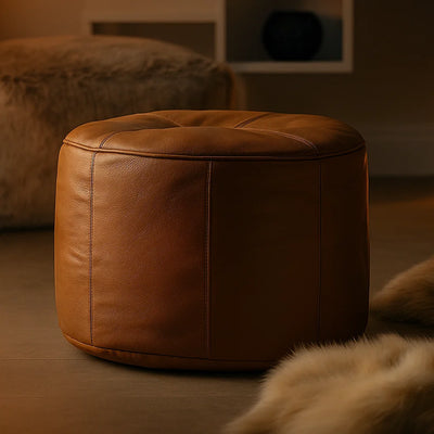 Faux Leather Stripped Bean Bag Stool - Image 2