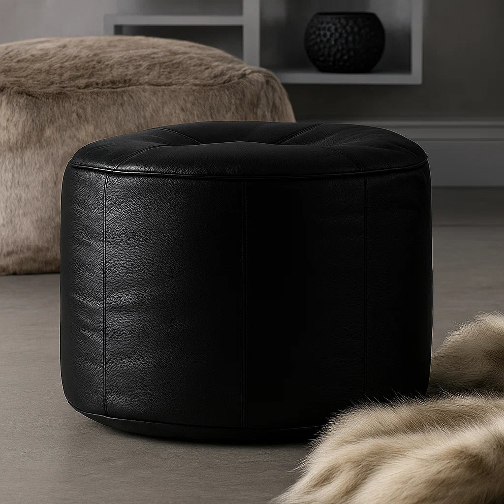 Faux Leather Stripped Bean Bag Stool