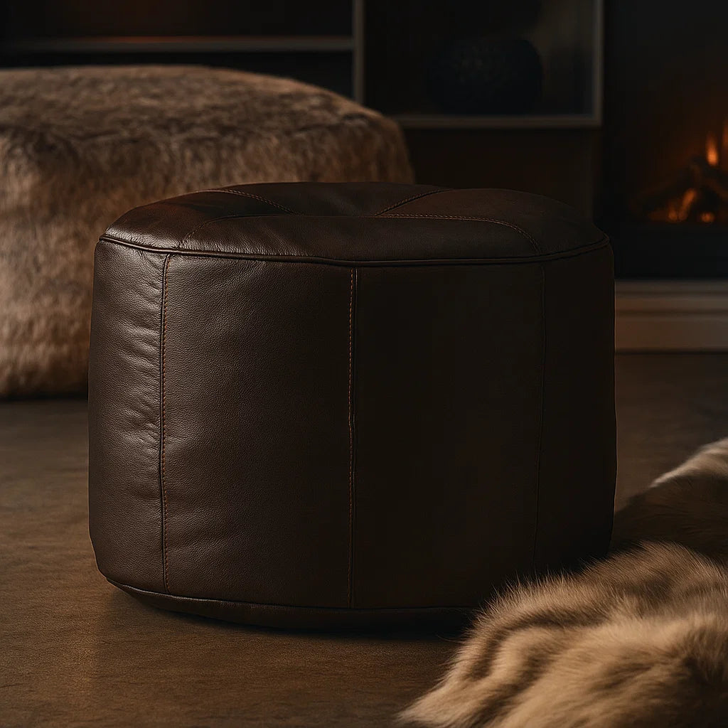 Faux Leather Stripped Bean Bag Stool - Image 3