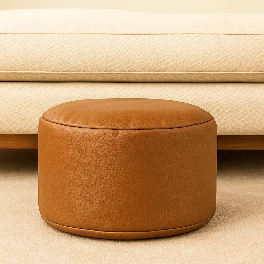 Leatherette Round Bean Bag Footrest