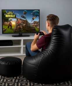Alternative view of Elite Gaming Leather Bean-Bag Sofa with Stool