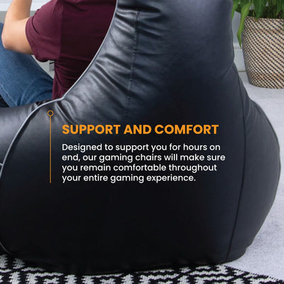 Elite Gaming Leather Bean-Bag Sofa with Stool - Image 7