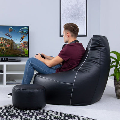 Elite Gaming Leather Bean-Bag Sofa with Stool - Image 5