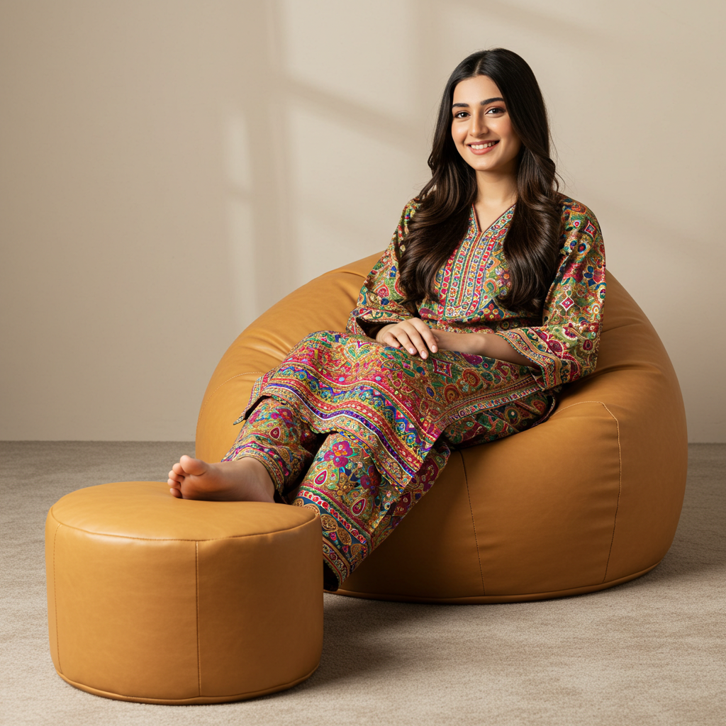 Morbido Bean Bag with Free Footstool - Image 7