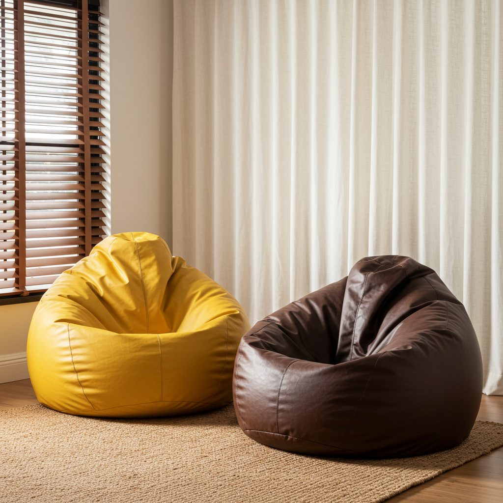 Set of 2 Leather Bean Bags