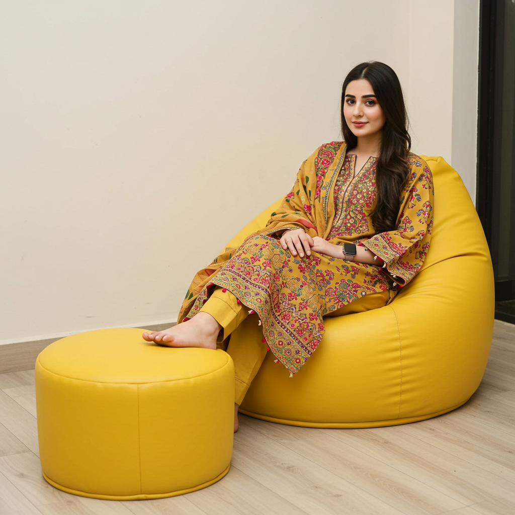 Morbido Bean Bag with Free Footstool - Image 4